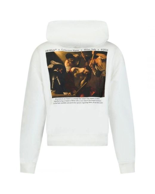 Off-White c/o Virgil Abloh White Off- Caravaggio Crowing Design Oversized Hoodie for men