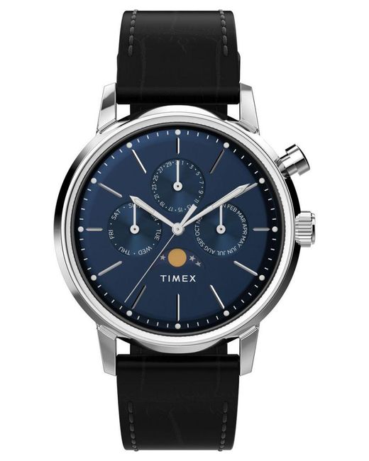 Timex Black Marlin Moonphase Watch Tw2W51200 Leather (Archived) for men