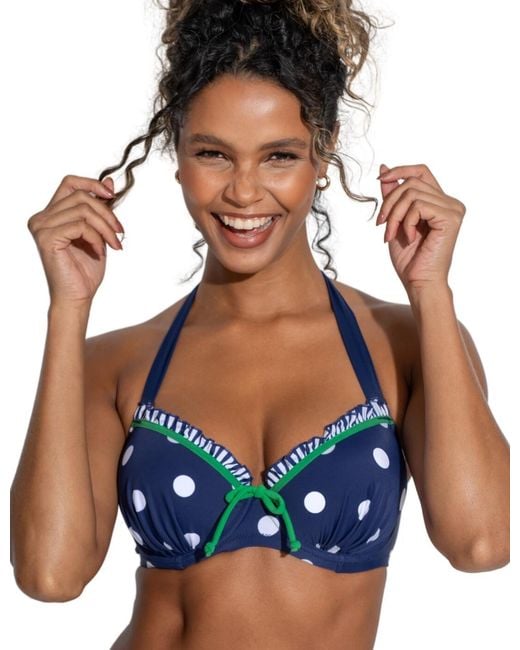 Pour Moi Blue 28200 Beach House Halter Bikini Top