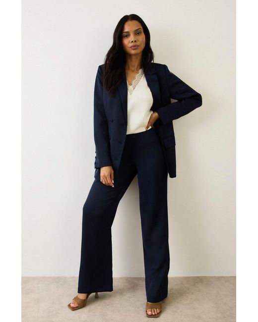 Wallis Blue Satin Double Breasted Blazer Coord