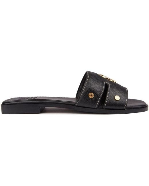Holland Cooper Black Monogram Slide Sandals