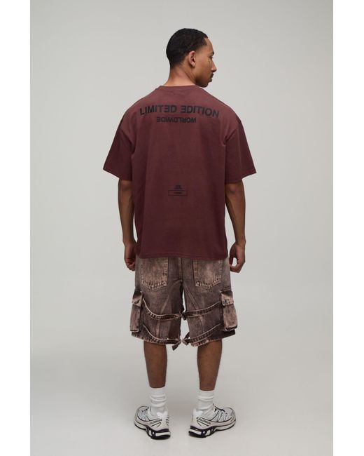 BoohooMAN Brown Parachute Extreme Washed Multi Cargo Jorts for men