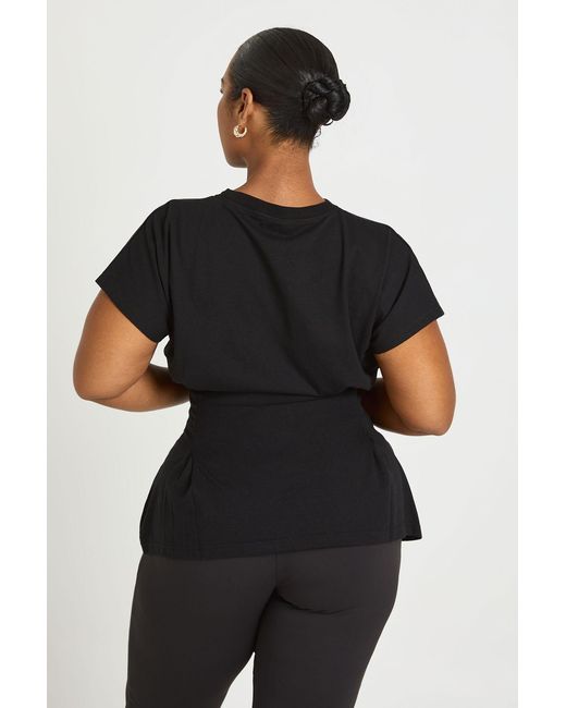 Boohoo Black Plus Pleat Waist Peplum T -Shirt