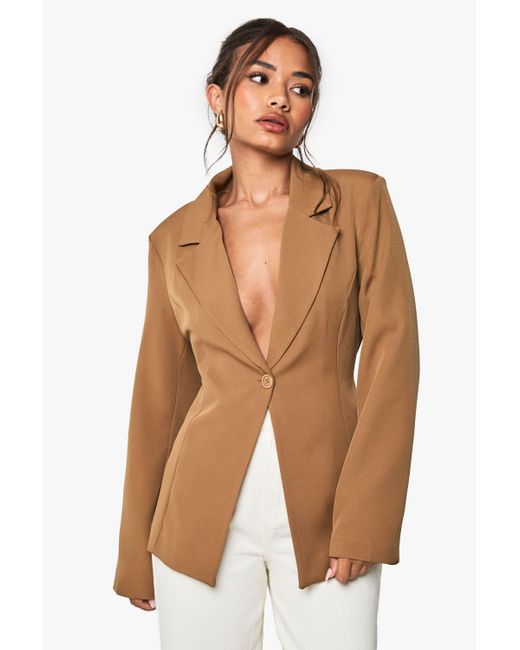 Boohoo White Open Back Tailored Blazer