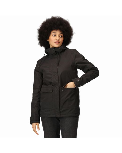 Regatta Black Broadia Waterproof Hooded Warm Winter Jacket Coat
