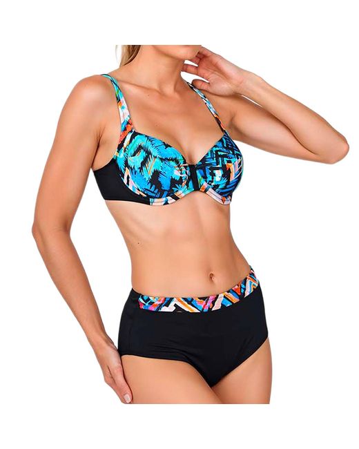 Teleno Blue Bikini With Underwire And High Waist Bottom Tegb1425C