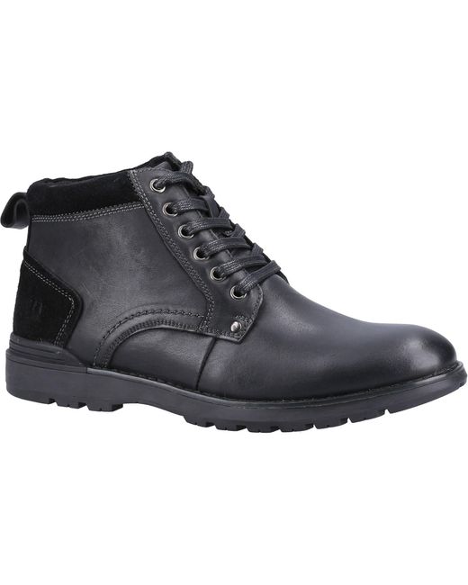 Hush Puppies Black Dean Leather Boots for men