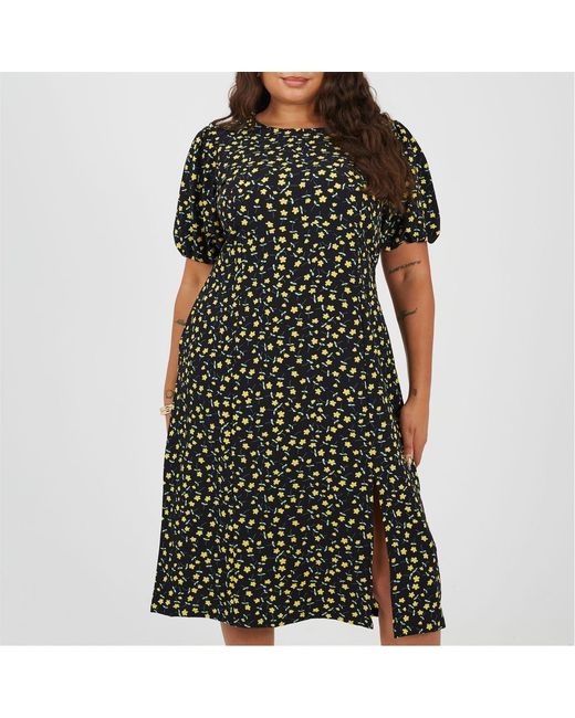 Brave Soul Black Crew Neck Short Sleeve Midi Dress