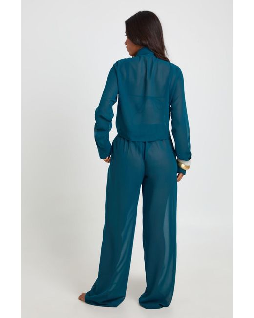 Boohoo Blue Chiffon Beach Trouser