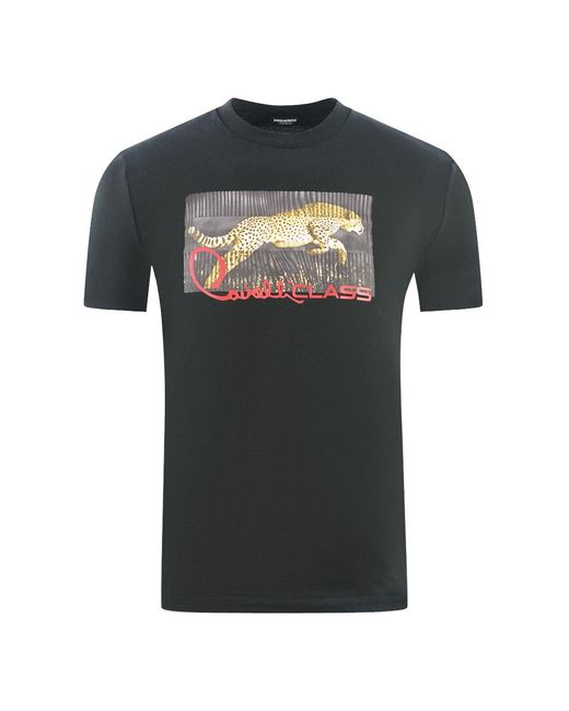 Roberto Cavalli Black Boxed Leopard Logo T-Shirt Cotton for men