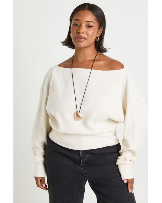 Boohoo White Plus Slouchy Off The Shoulder Top