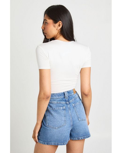 Boohoo Blue Tall Basic Short Sleeve Crew Neck Crop Top