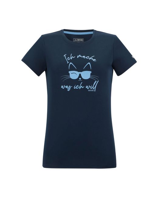 Regatta Blue Ladies Fingal Slogan Cat T-Shirt