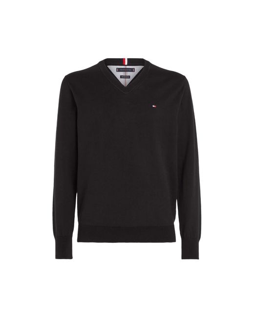 Tommy Hilfiger Black 1985 Collection Organic Cotton V-neck Jumper for men