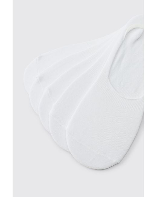 BoohooMAN White 5 Pack Plain Invisible Socks for men