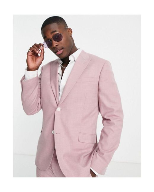 Topman Pink Single Breasted Slim Wedding Suit Jacket for men