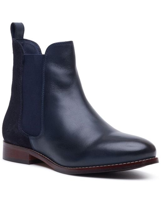 Hush Puppies Blue Colette Leather Wide Fit Flat Chelsea Boots