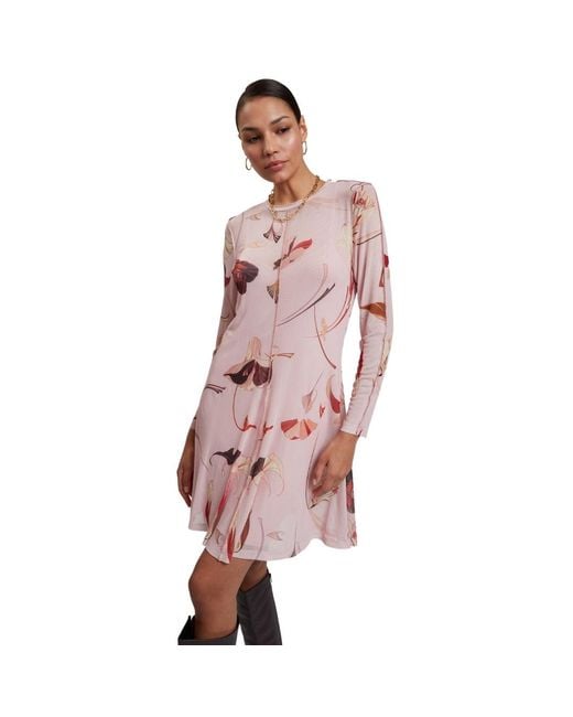 Ted Baker Pink Mesh Long Sleeve Light Midi Dress