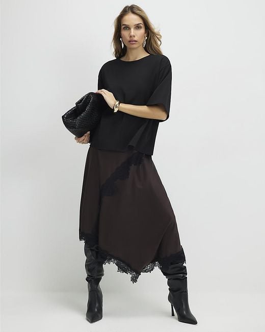 River Island Black Maxi Dress Lace Hybrid T-Shirt