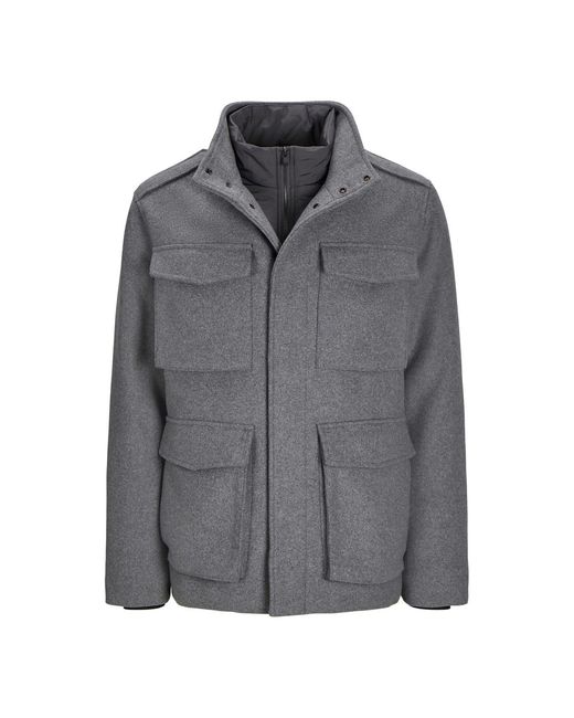 Jack & Jones Gray And Alex High Neck Flap Pocket Field Jacket for men