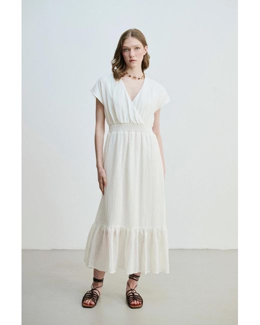 GUSTO White Wrapped Long Dress