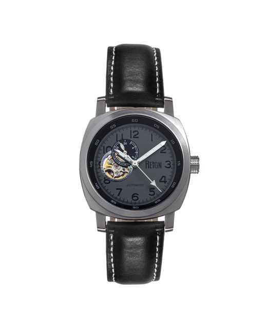 Reign Metallic Impaler Semi-Skeleton Leather-Band Watch for men