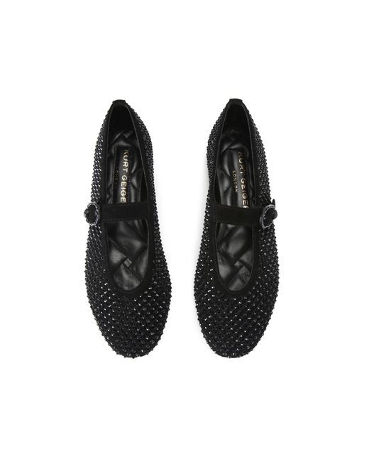 Kurt Geiger Black Suede Mayfair Ballet Flat Flats