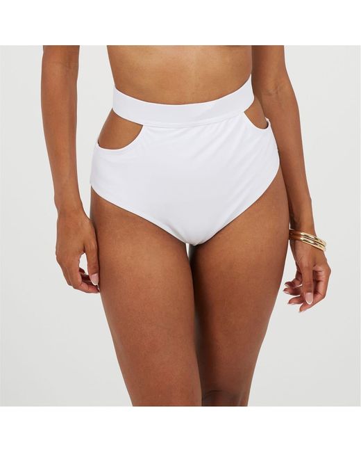Brave Soul White Solid Patterned Regular Fit Bikini Bottoms Set