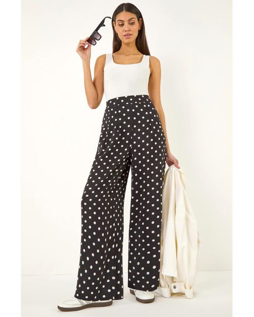 Roman Blue Spot Print Wide Leg Trouser
