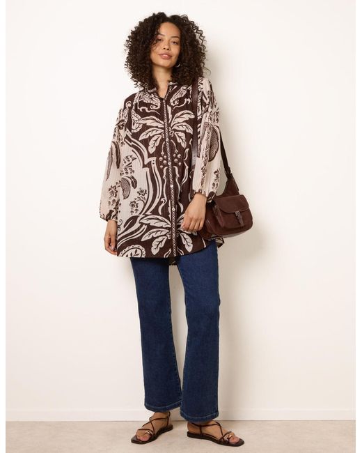 Blue Vanilla Blue Tropical Metallic Oversized Shirt