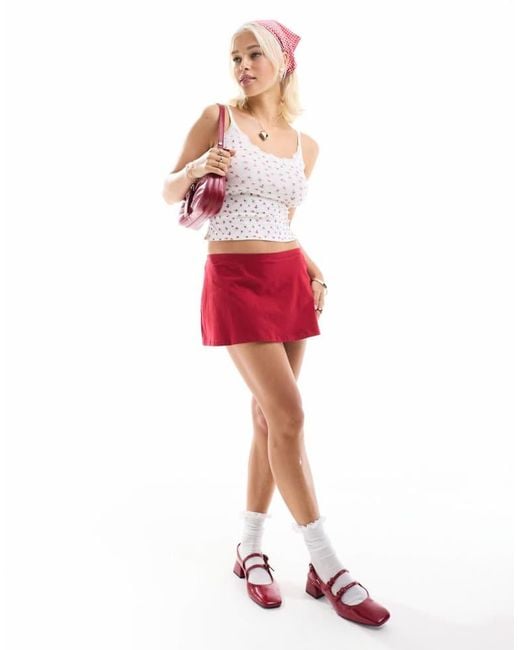 Motel White Nidya A-Line Jersey Mini Skirt