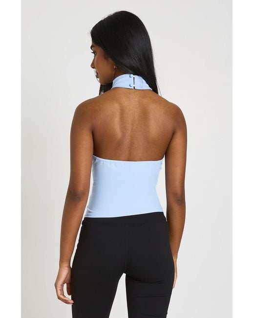 Boohoo White Fitted Halterneck Cinched Top