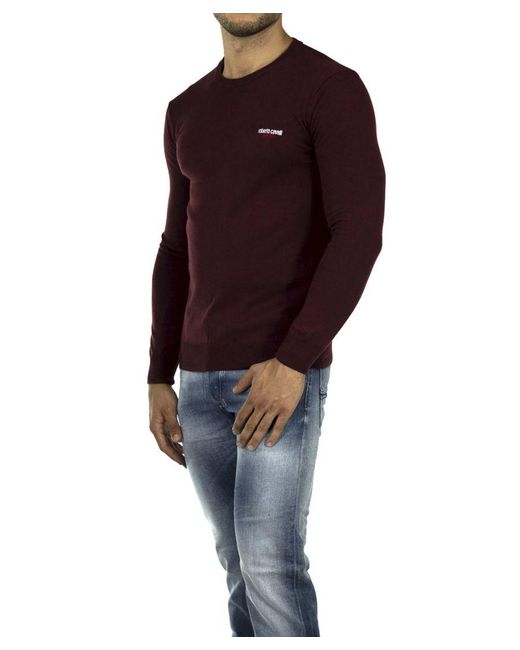 Roberto Cavalli Purple Sport Bordeaux Sweater for men