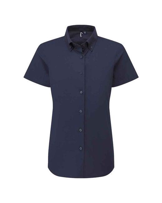 PREMIER Blue Ladies Supreme Oxford Short-Sleeved Formal Shirt