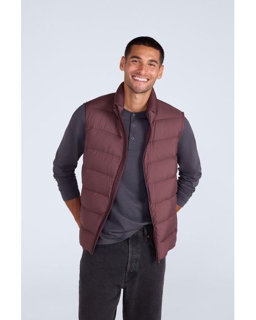 Mountain Warehouse Purple Lightweight Down Gilet Comfy Water Resistant Sleeveless Body Warmer Jacket Polyamide for men