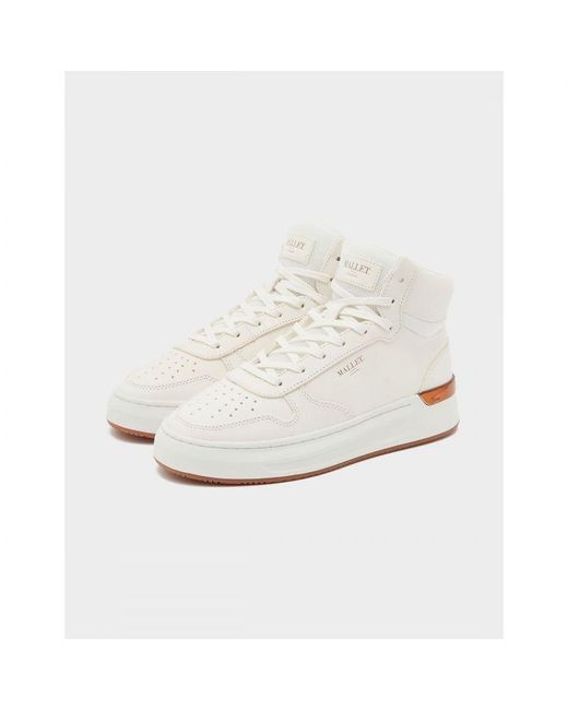Mallet White Womenss Hoxton Mid-Top Trainers