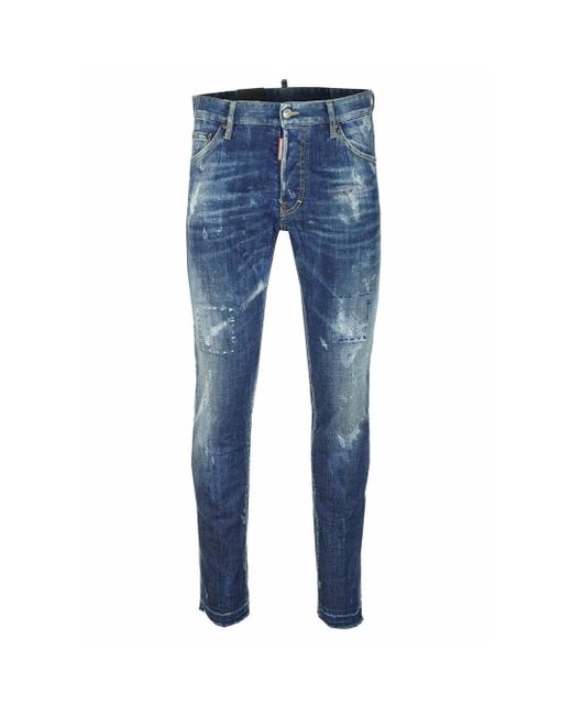 DSquared² Blue Cool Guy Jean Frayed Denim Pants Cotton for men