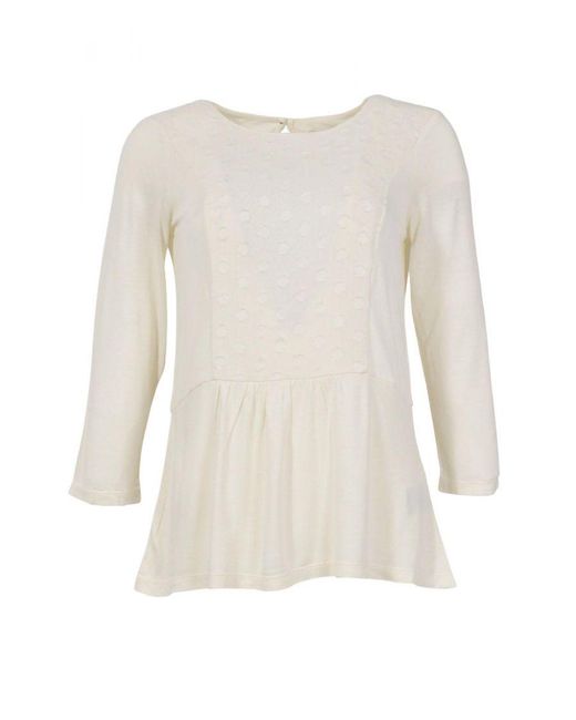 Boden White Jersey Embroidered Spot Top