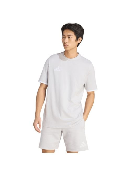 Adidas White Entrada 26 Cotton T Shirt Crew Tee Jz6677 for men