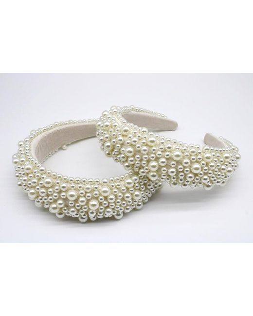 SVNX Metallic Lattice Style Crystal Gems And Pearl Headband