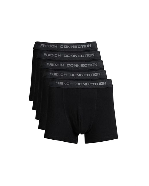 French Connection Black 5 Pack Cotton Stretch Boxers for men