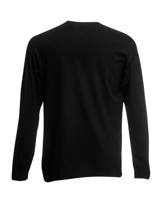 Fruit Of The Loom Black Valueweight Crew Neck Long Sleeve T-Shirt for men