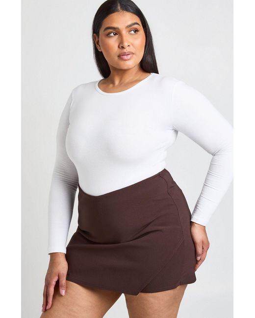 Boohoo White Plus Bengaline Wrap Skort