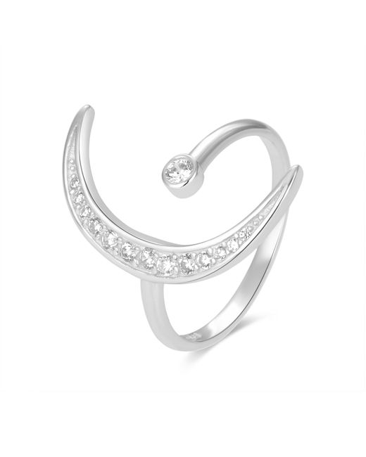 Luxenter Metallic 925 Sterling Silber Ring Mit Rhodiniertem Brillant Zirkonia