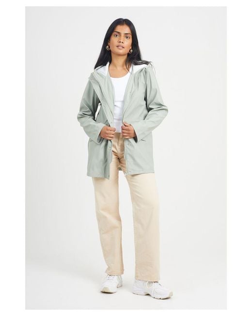 Brave Soul Gray Pale 'Saffy' Hooded Rain Mac
