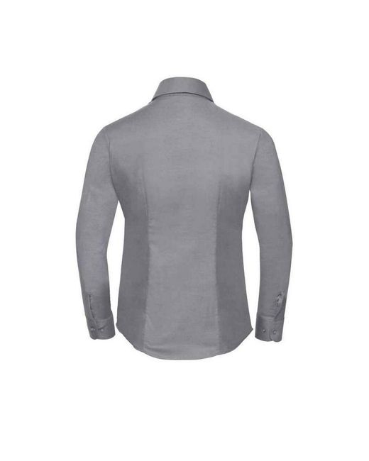 Russell Gray Ladies Oxford Easy-Care Long-Sleeved Shirt
