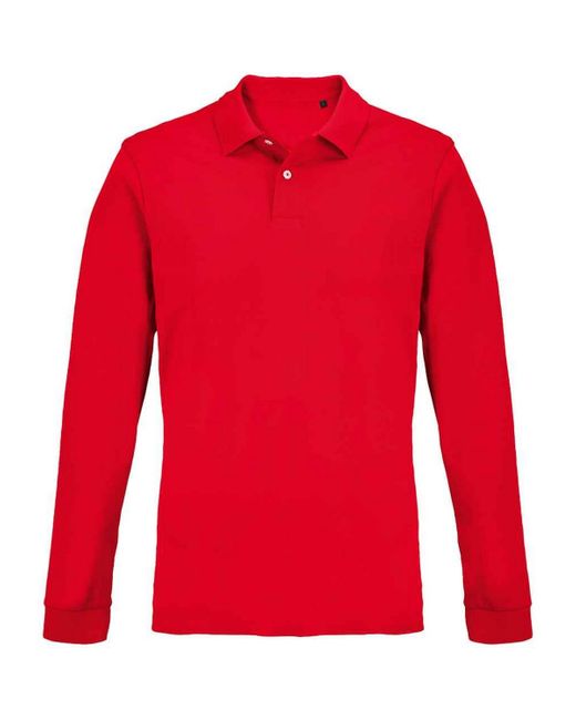 Sol's Red Adult Pique Long-Sleeved Polo Shirt
