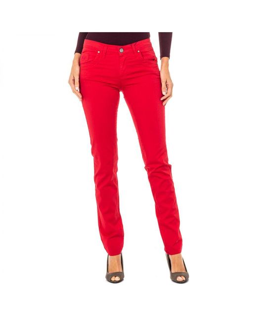 La Martina Red Stretch Elastic Pants With Skinny-Cut Hems Lwt006