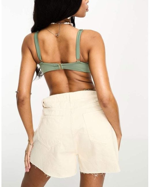 ASOS Green Fuller Bust Seam Detail Hidden Underwired Crop Bikini Top