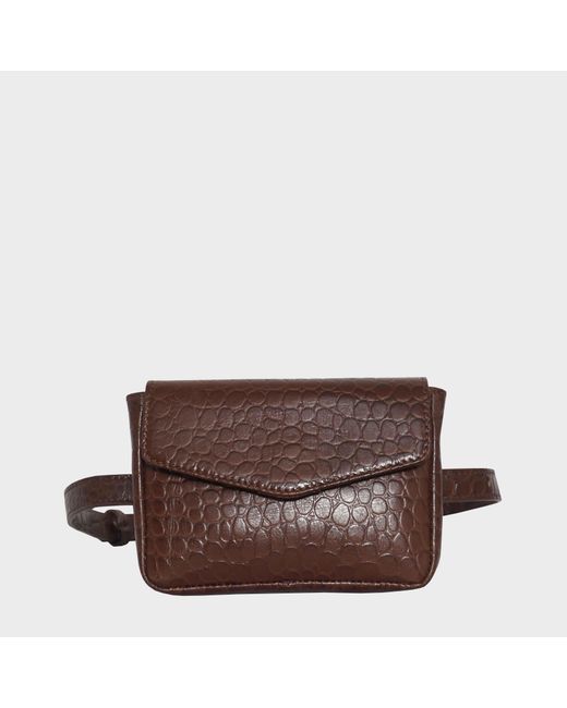 Assots London 'camella' Brown Croc Leather Bum Belt Waist Festival Bag